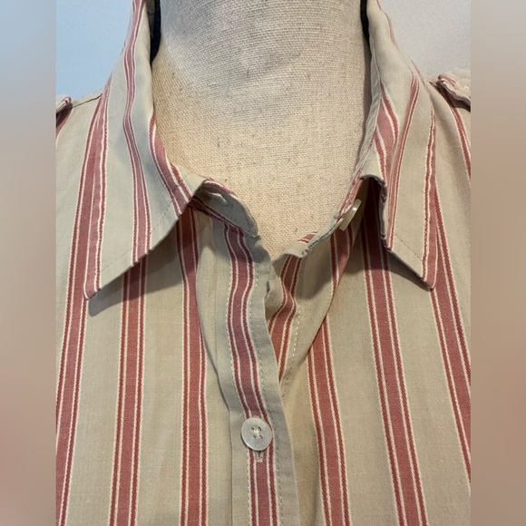Lauren Ralph Lauren  Cotton Pin Stripe Button Front Shirt Blouse SZ 2X Military - Picture 2 of 7